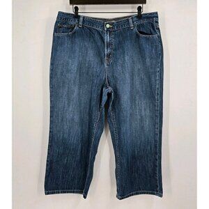 L.L. Bean Womens Sz 20 Cropped Jeans Med Wash Cotton Capris Pockets